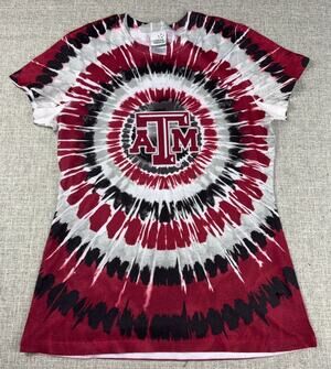 Texas A&M Aggies Tie Dye T Shirt Womens M Maroon Black White NCAA College Tee